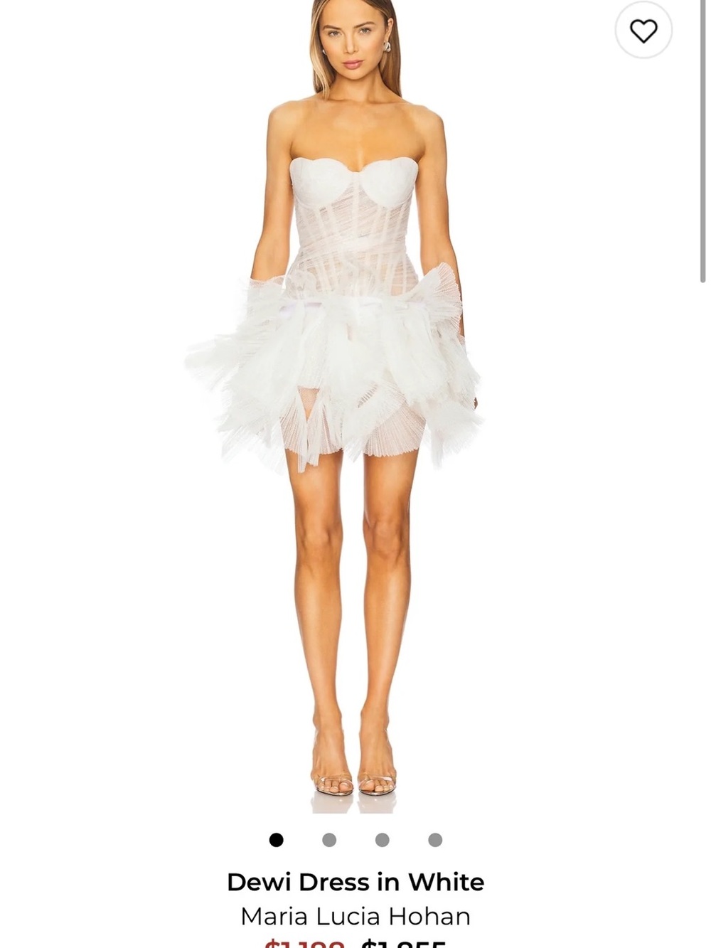 Maria Lucia Hohan Dewi White Strapless Tulle Mini Dress